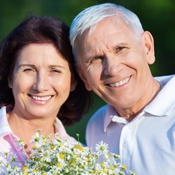 Smiling senior couple outdoors